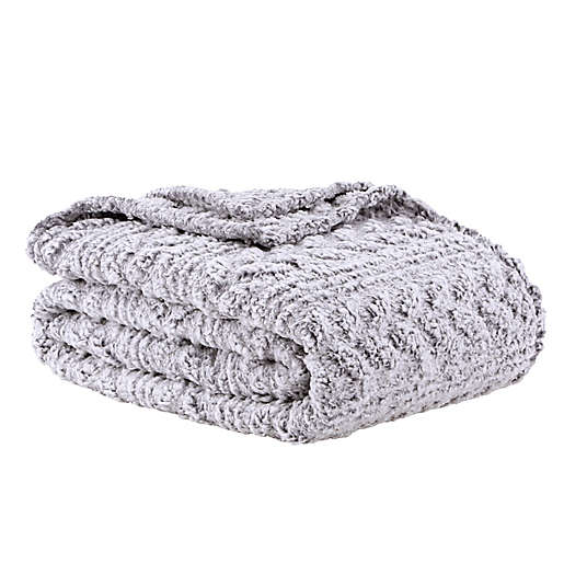 Wild Sage&trade; Kaity Plush Sherpa Blanket in Grey. View a larger version of this product image.