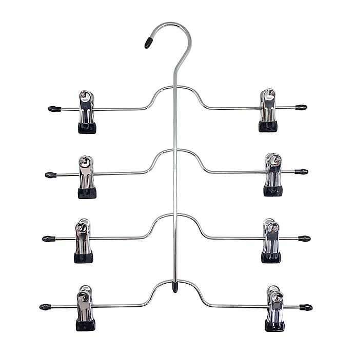 Simply Essential™ 4-Tier Skirt/Pant Hanger in Black/Chrome