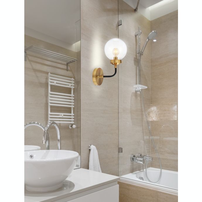 JONATHAN Y Caleb 1-Light 8 Brass Wall Sconce in Black/Brass