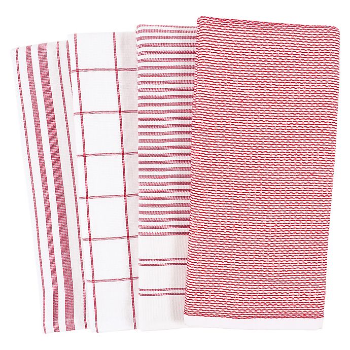 Our Table™ Select Dual Sided Kitchen Towels in Haute Red (Set of 4)