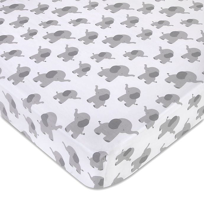 Wendy Bellissimo™ Mix & Match Lil Elephant Crib Sheet in White/Grey