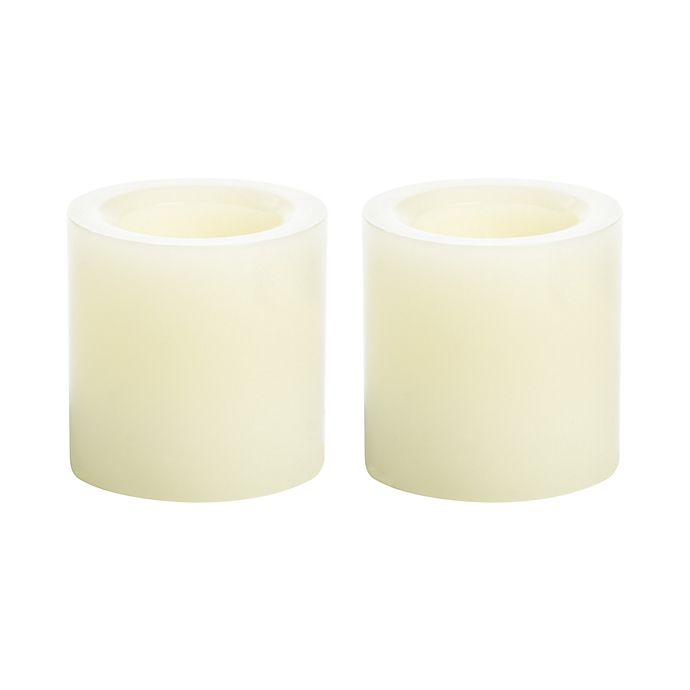 Simply Essential™ 2-Pack Mini Wax LED Pillar Candles in Cream