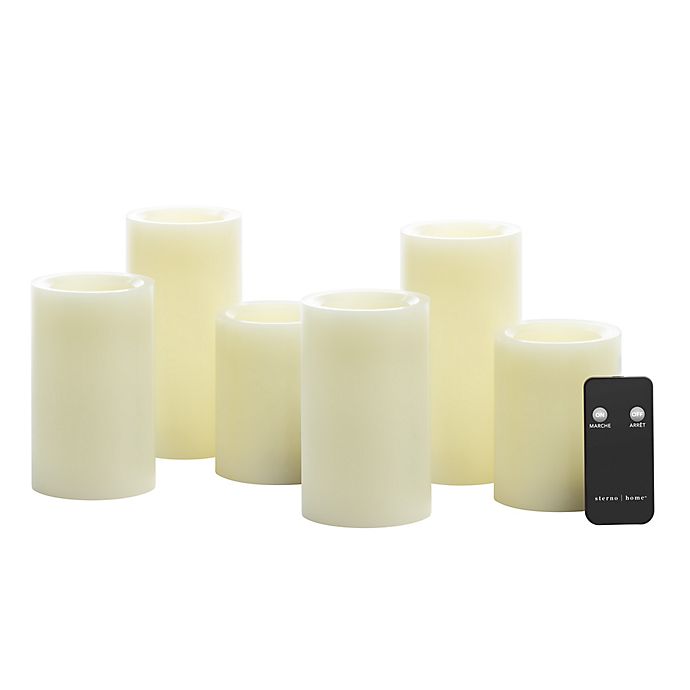Simply Essential 6-Pack Wax LED Pillar Candles with Remote Control
