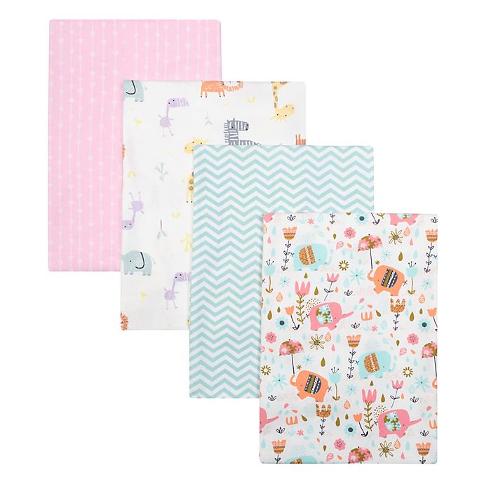 Trend Lab® 4-Pack Elephants and Owls Flannel Receiving Blankets