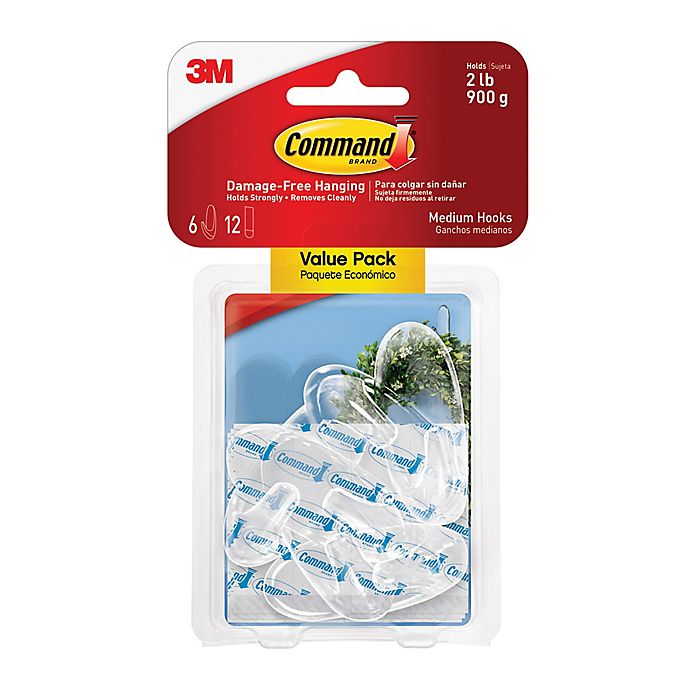 3M Command™ Removable Medium Clear Wall Hooks (6-Pack)