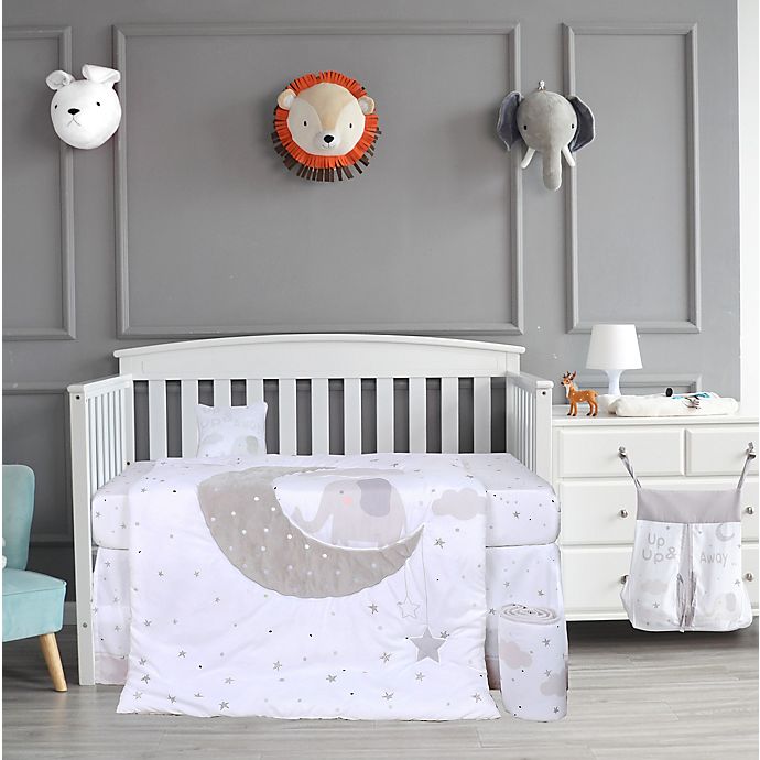 Nipperland® 5-Piece Good Moon'n Elephant Crib Bedding Set in White<br />