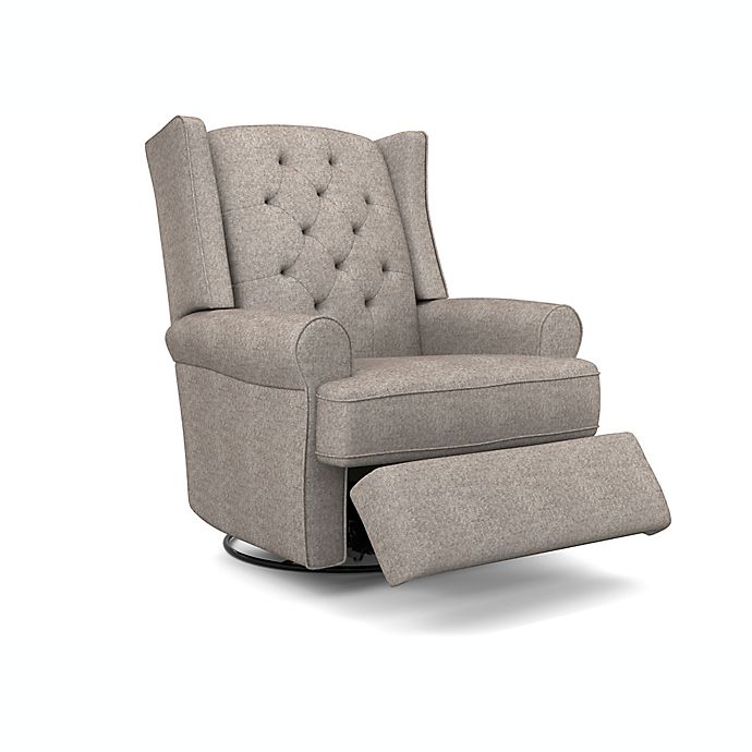 Best Chairs® Storytime Series Finley Swivel Glider Recliner in Stone Grey