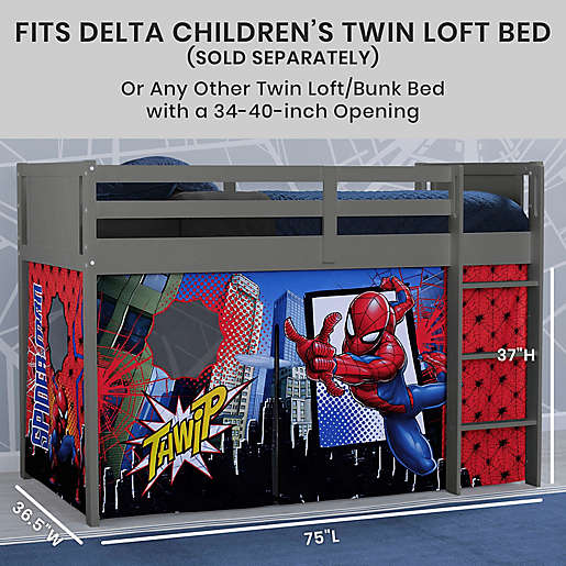 Delta Children Spider Man Loft Bed Tent, Spiderman Twin Bed Tent