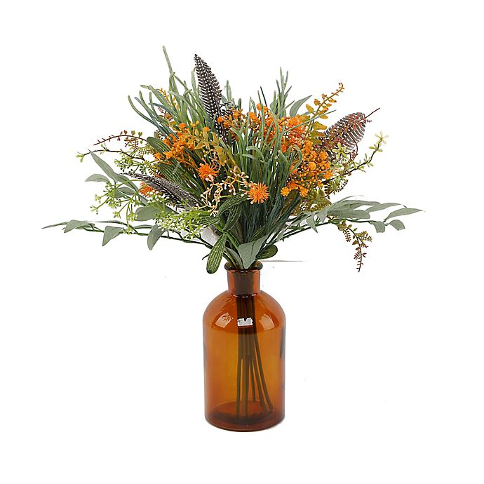 Bee & Willow™ 18-Inch Botanical Arrangement in Amber Vase with Yellow Florals