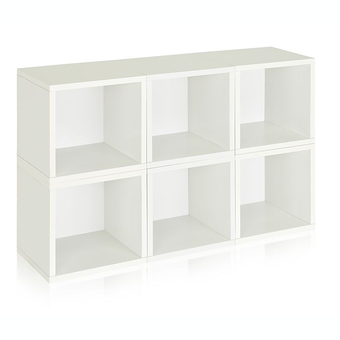 Way Basics Tool-Free Assembly zBoard paperboard Storage Cubes in White  (Set of  6 Cubes)