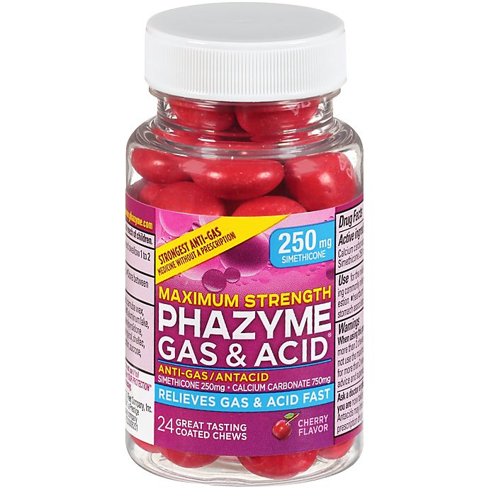 Phazyme® 24-Count Cherry Flavor 250 mg Maximum Strength Anti-Gas/Antacid Coated Chews