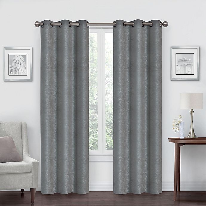 Simply Essential™ Shimmer 84-Inch Grommet Room Darkening Curtain Panels in Grey (Set of 2)