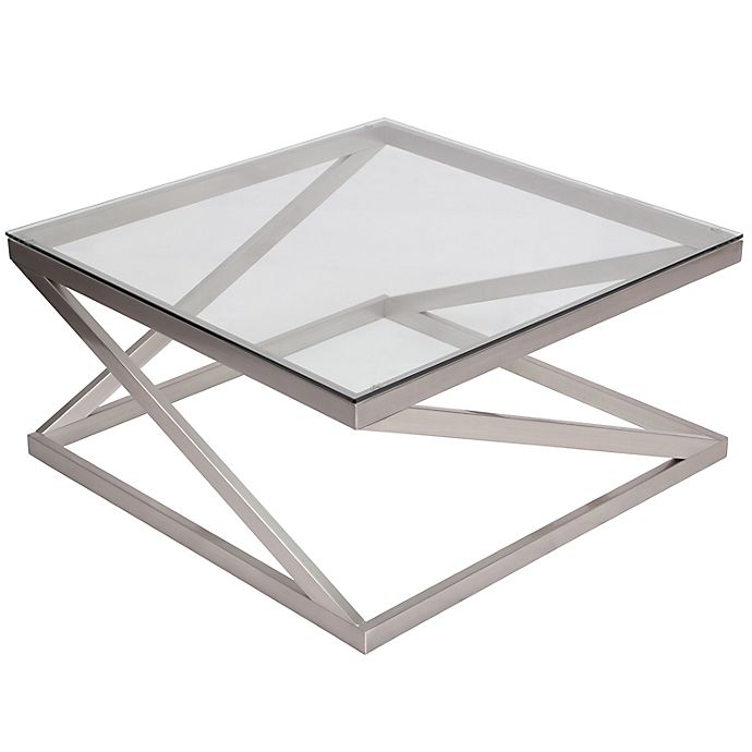 Flash Furniture Coylin Cocktail Table in Brushed Nickel