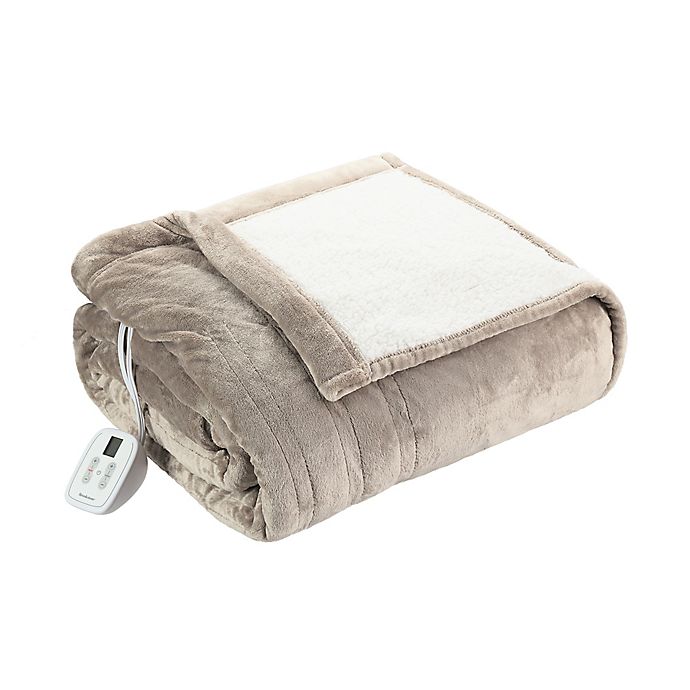 Brookstone® n-a-p® Full Heated Sherpa Blanket in Linen