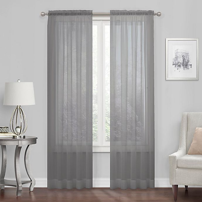 Simply Essential™ Voile 54-Inch Rod Pocket Sheer Curtain Panel in Charcoal (Single)
