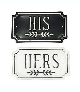 Cuadros decorativos de metal Bee & Willow™ “His Hers” color blanco/negro