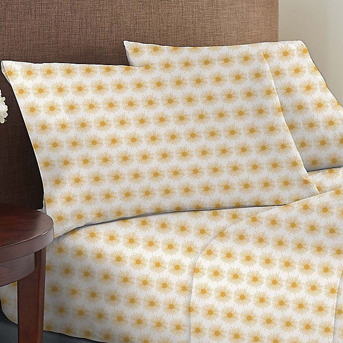 Wild Sage™ Brushed Cotton 225-Thread-Count Sun Print Twin XL Sheet Set in Yellow
