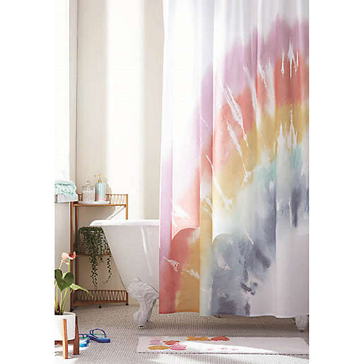 Selena Rainbow Tie Dye Shower Curtain, Celina Metallic Shower Curtain