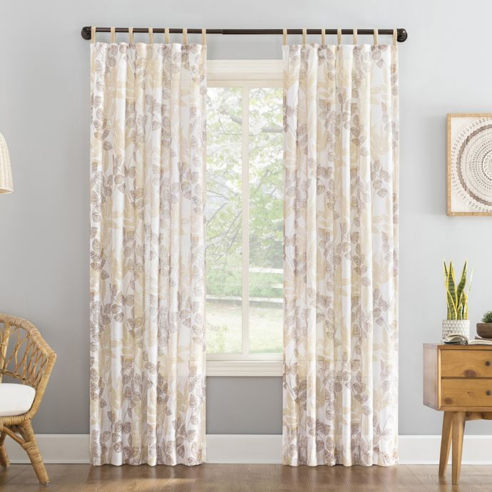 No. 918 Mori Botanical Jute Tabs Semi-Sheer Tab Top Window Curtain ...