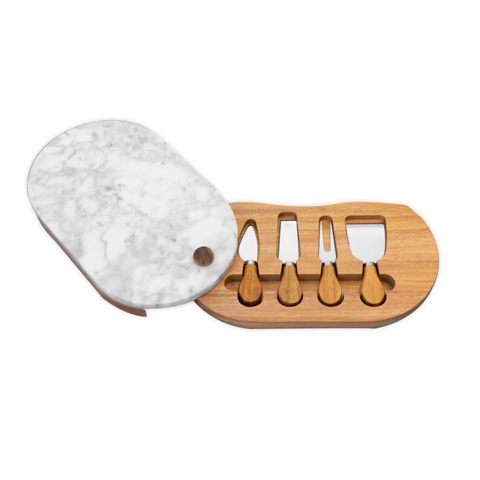 Our Table™ Hayden Marble Cheese Board Set with Knives in Natural White | Bed Bath & Beyond Our Table™ Hayden Marble Cheese... 
