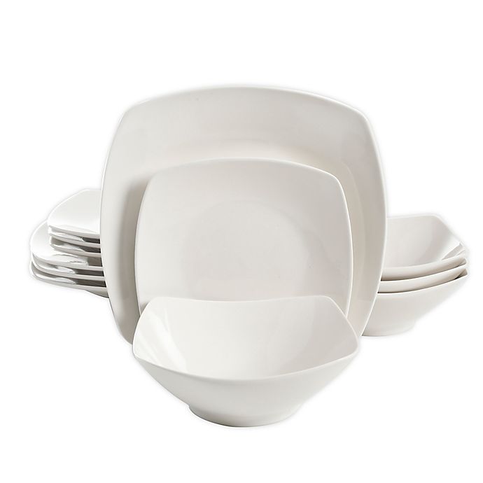 Simply Essential™ Soft Square 12-Piece Dinnerware Set in White