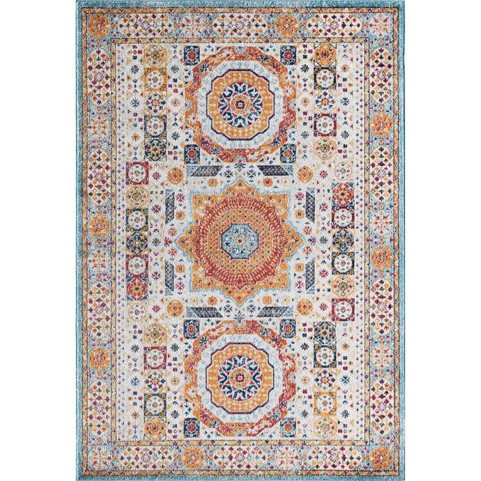 Rugs America Hailey Orange Appeal Area Rug in White Bed Bath & Beyond