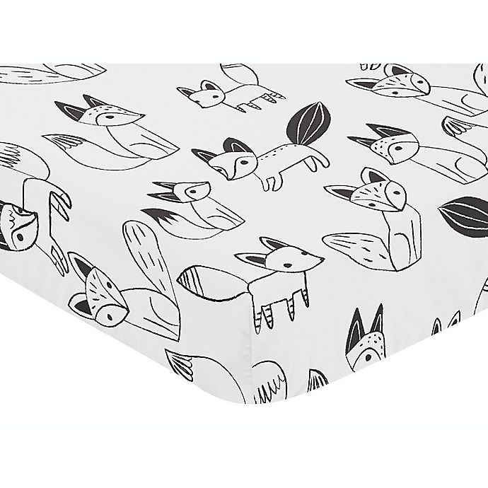Sweet Jojo Designs® Fox Print Fitted Crib Sheet in Black/White