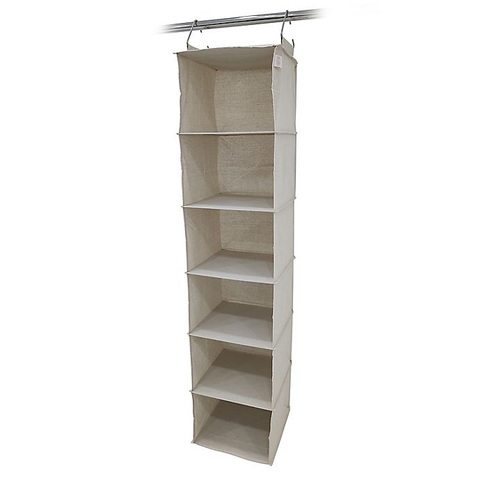 Squared Away™ 6-Shelf Canvas Hanging Sweater Organizer in Oyster Grey