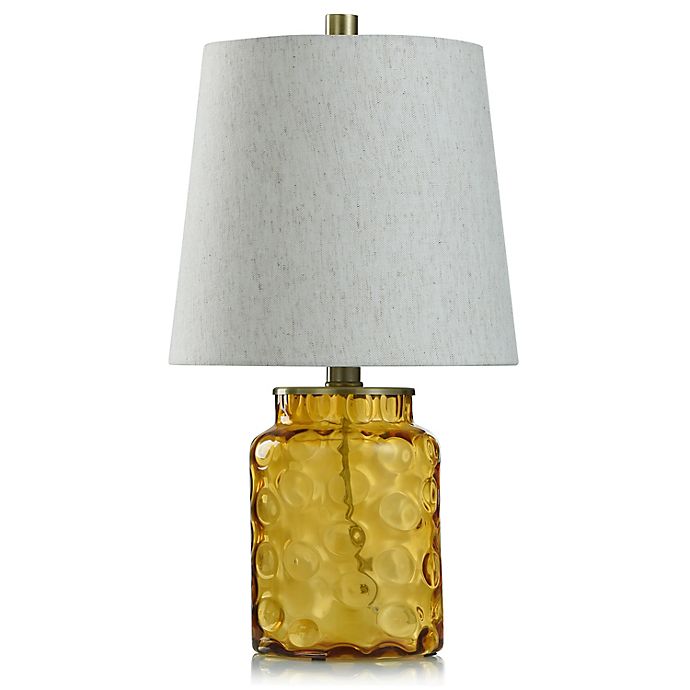 Bee & Willow™ Glass Table Lamp in Amber with Natural Linen Shade