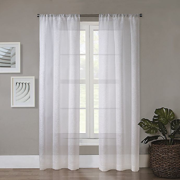 Simply Essential™ Eyelash 63-Inch Rod Pocket Sheer Curtain Panels in White (Set of 2)