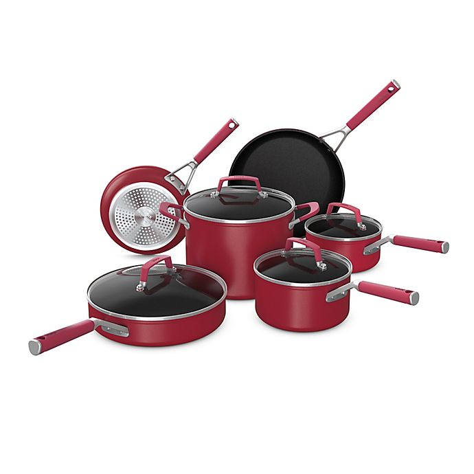 Ninja™ Foodi™ NeverStick™ Vivid Nonstick Aluminum 10-Piece Cookware Set in Red