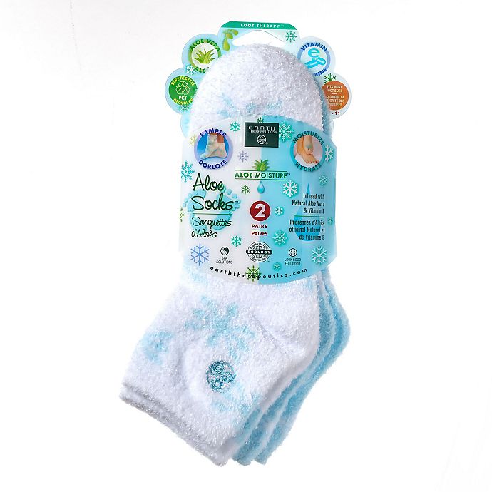 Earth Therapeutics® Aloe Moisture™ 2-Pack Socks Set in Blue/Snowflake