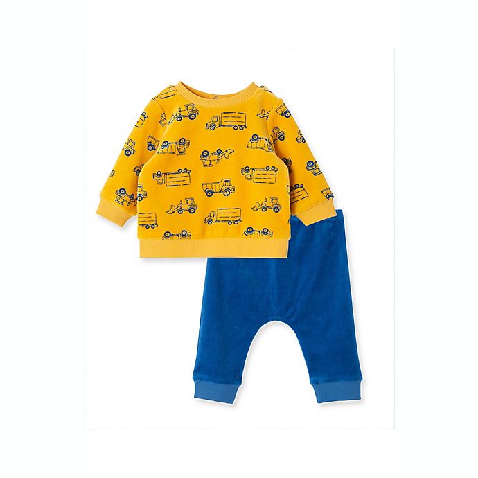 Little Me® 2-Piece Construction Velour Shirt and Pant Set in Yellow