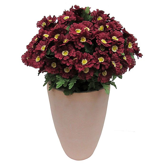 Bee & Willow™ 28-Inch Large Zinnia Floral Arrangement with Cement Pot in Burgundy