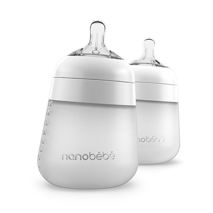 Nanobébé 2-Pack Flexy Silicone 9 oz. Bottles in White