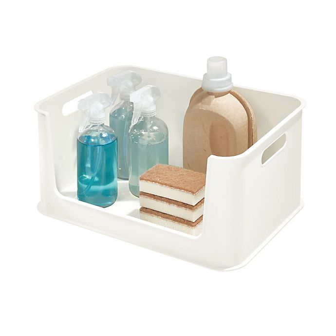 Squared Away™ Eco Open-Front Stacking Storage Bin in White