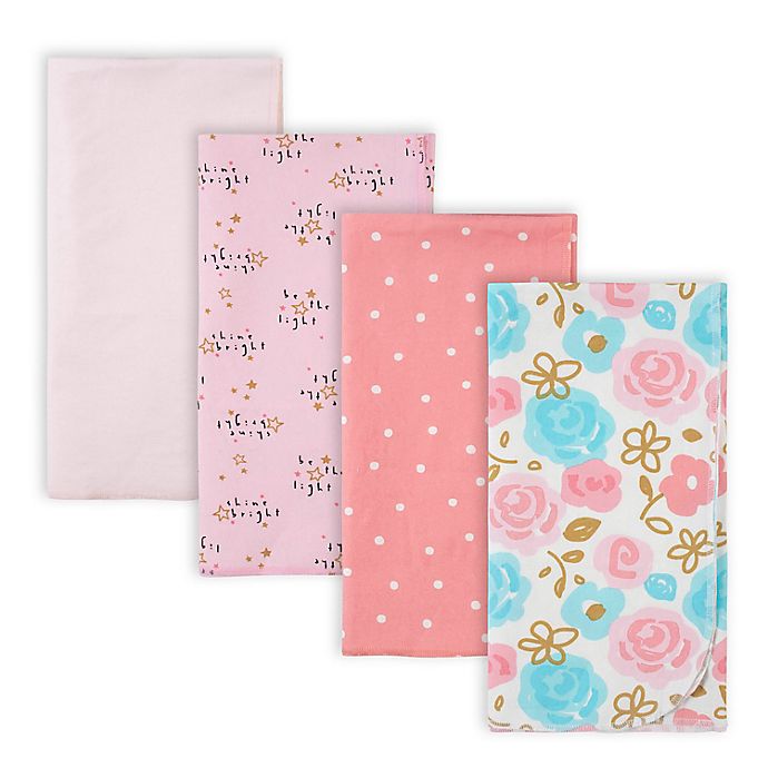Gerber® 4-Pack Princess Flannel Receiving Blankets in Pink