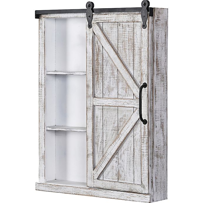 FirsTime & Co.® Winona 28-Inch x 21-Inch Farmhouse Barn Door Cabinet Wall Mirror in White