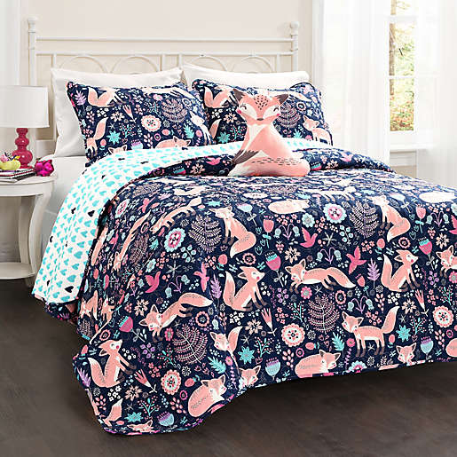 Lush Decor Pixie Fox Reversible Quilt, Nature Themed Twin Bedding