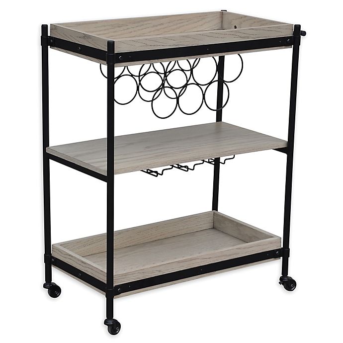 Bee Willow Bar Cart With Wine Rack, Round Bar Cart With Wine Rack