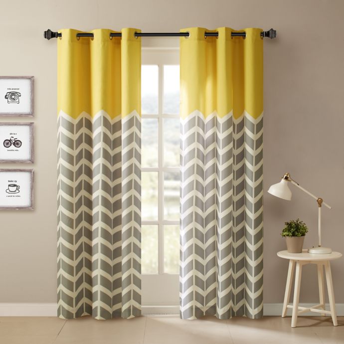 Intelligent Design Alex 84-Inch Grommet Top Window Curtain Panels in Yellow (Set of 2). View a larger version of this product image.
