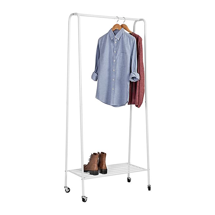 Honey-Can-Do® Rolling Garment Rack with Shoe Shelf in Matte White