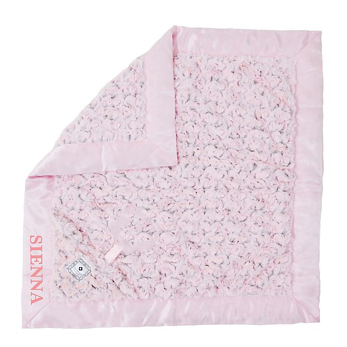 Zalamoon Plush Luxie Pocket Monogram Blanket with Pocket and Holder in Blush