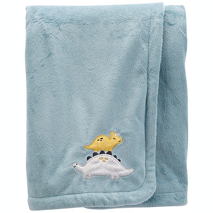 carter's® Toddler Dinosaur Fuzzy Plush Velboa Blanket in Light Blue