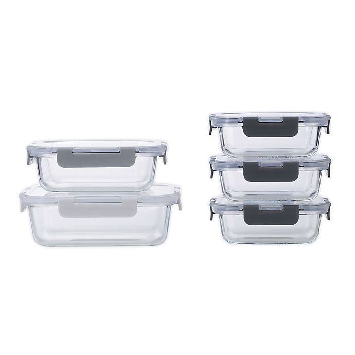 Simply Essential™ 10-Piece Glass Food Storage Set in Grey