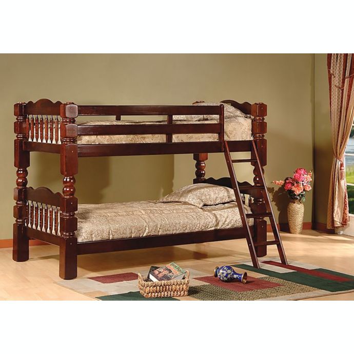 K&B Furniture Carved Spindle Twin Bunk Bed Bed Bath & Beyond