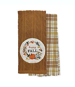 Toallas de cocina de algodón Happy Fall con diseño de calabazas, Set de 2