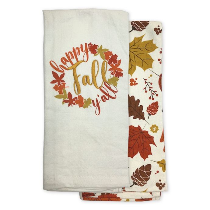 ** THANKFUL HARVEST Kitchen Towels *SET of 2* Printed-Cotton by DII **NEW!! 