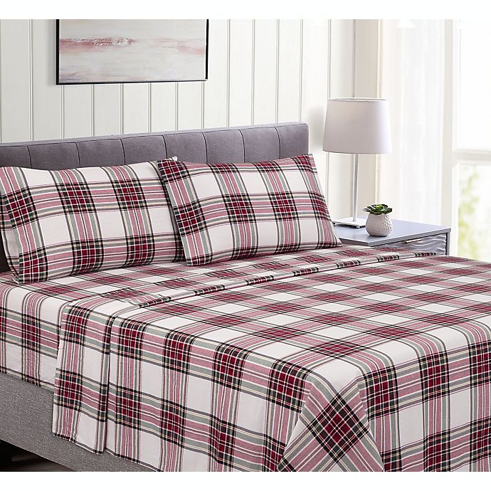Bee & Willow™ Cotton Flannel Queen Sheet Set in Christmas Plaid