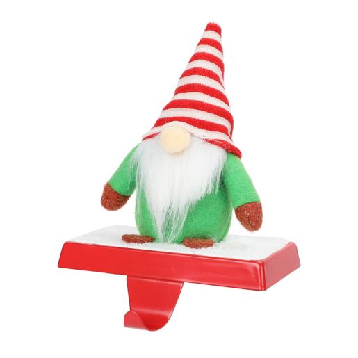 Gnome Christmas Stocking Hanger with Base in Red